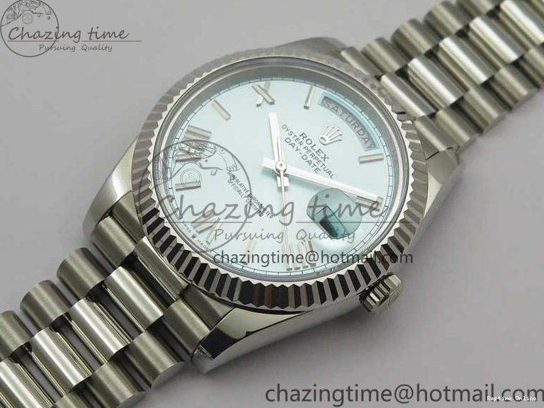 0501 WaterResistant Day Date 40 SS Bp Maker 1:1 Best Edition Tiffany Blue Roman Dial on SS Bracelet A 2549
